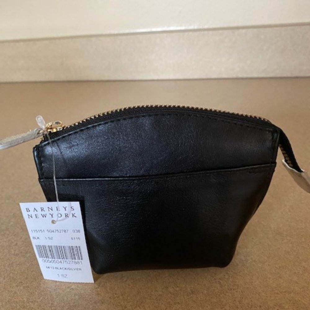 BARNEY'S NEW YORK Black Leather Coin Key Purse NWT